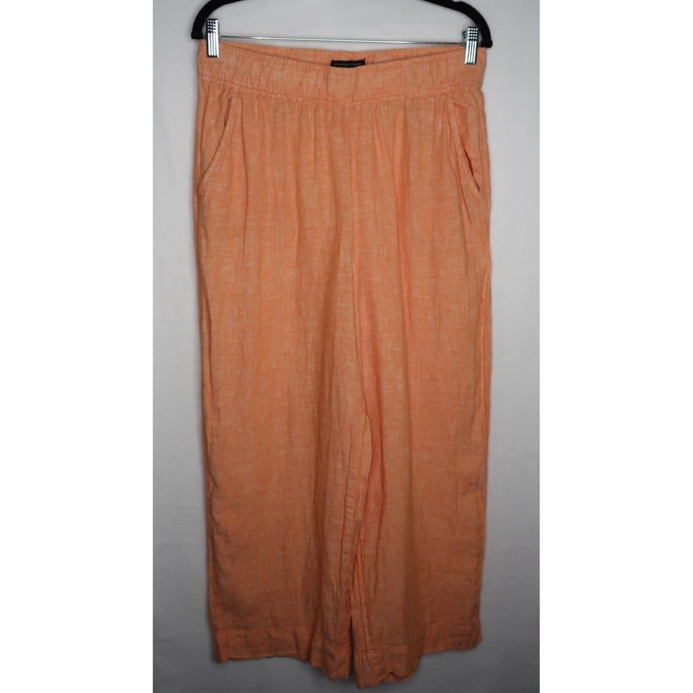 Tahari 100% Linen Pull On‎ Wide Leg Pants Peach Apricot Women's Large Resort EUC